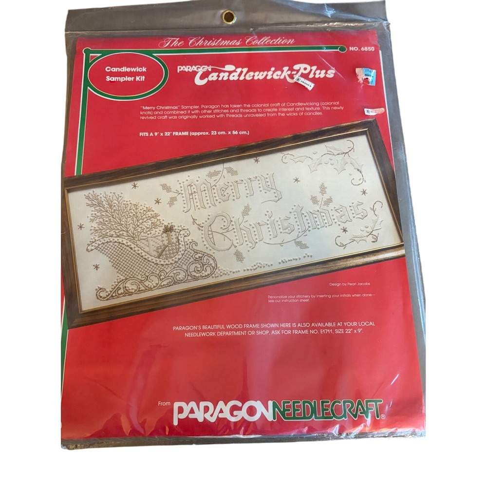 Paragon Candlewick Plus Merry Christmas Needlecraft Kit 6850 Pearl Vintage NEW